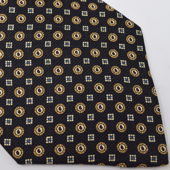 Tommy Hilfiger Silk Tie Double Pattern Black Gold